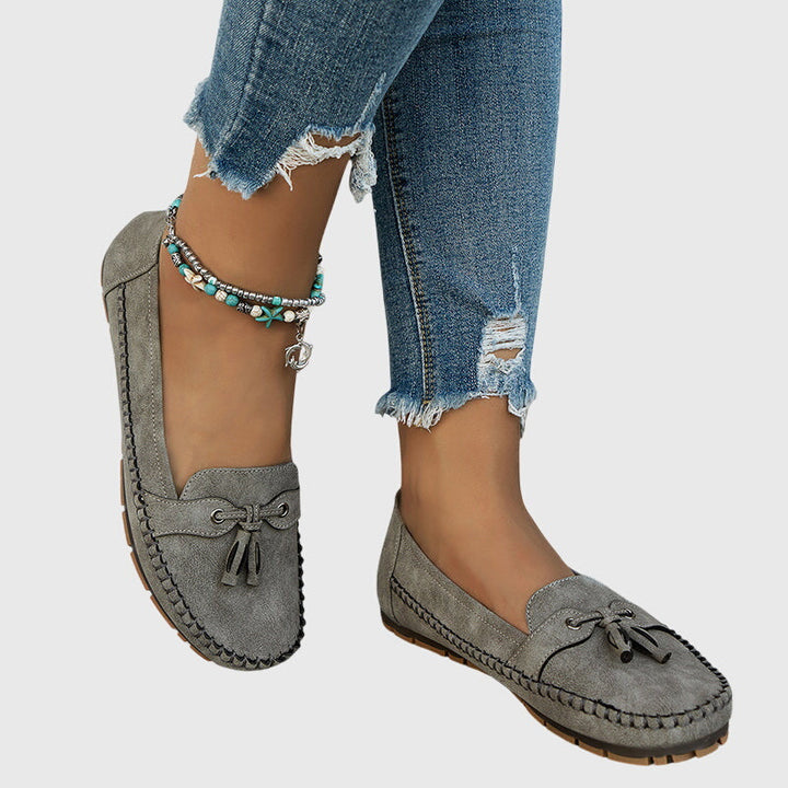 Bow Detail Slip On Loafers — women's loafers in blue