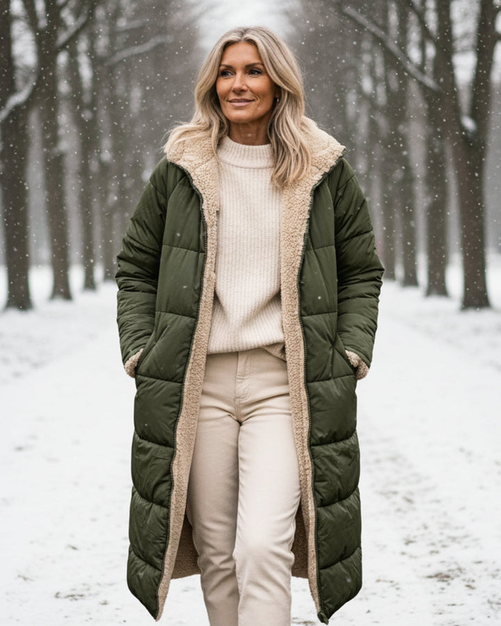Sherpa Lined Puffer Winter Coat — coat for women in gray