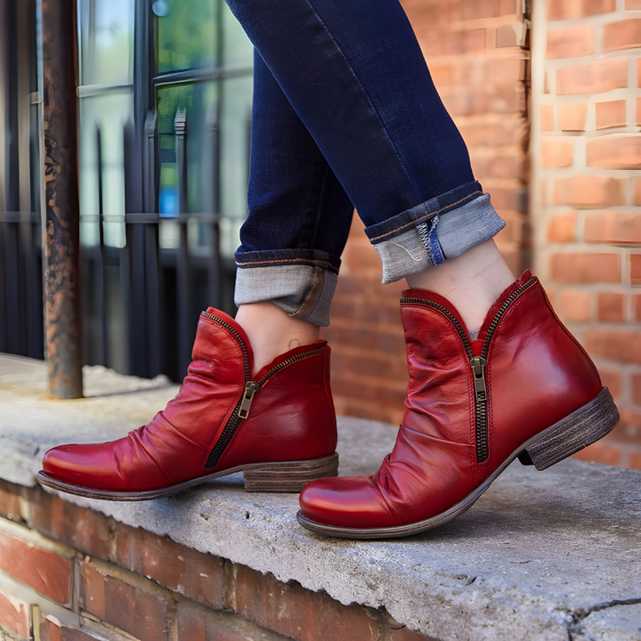 Amandine | Zip Ankle Boots for Women - back view