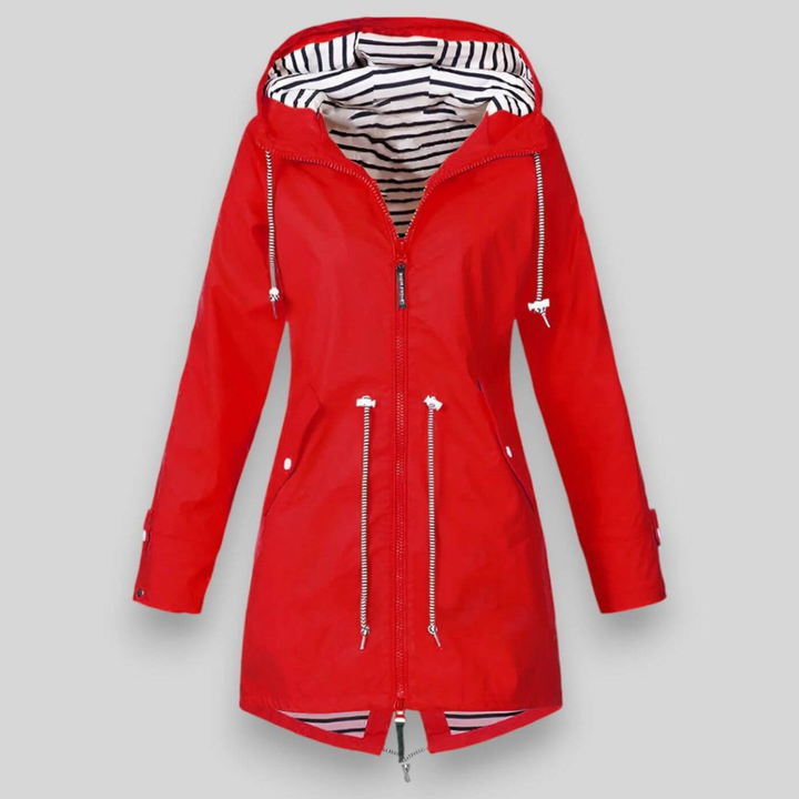 Packable Waterproof Rain Jacket — women's rain jacket in red