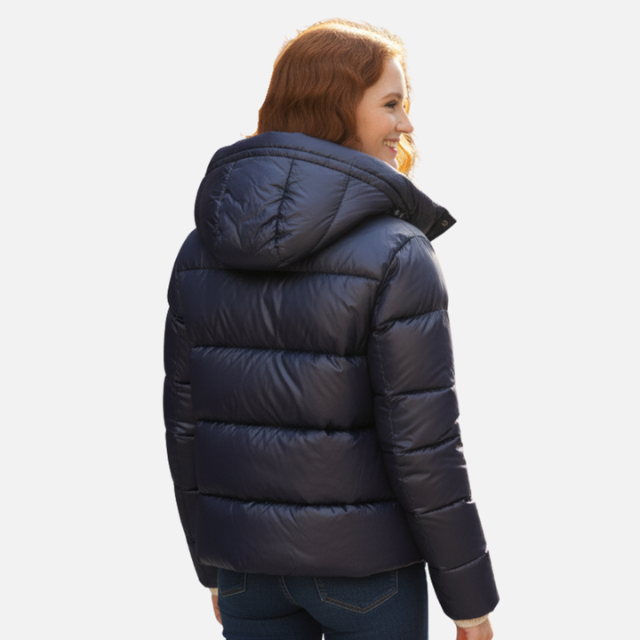 Bérénice Glossy Puffer Jacket Hooded Cropped for Women, view 4