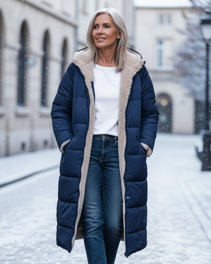 Sherpa Lined Puffer Winter Coat — coat for women in olive green
