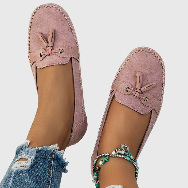 Bow Detail Slip On Loafers — women's loafers in blue