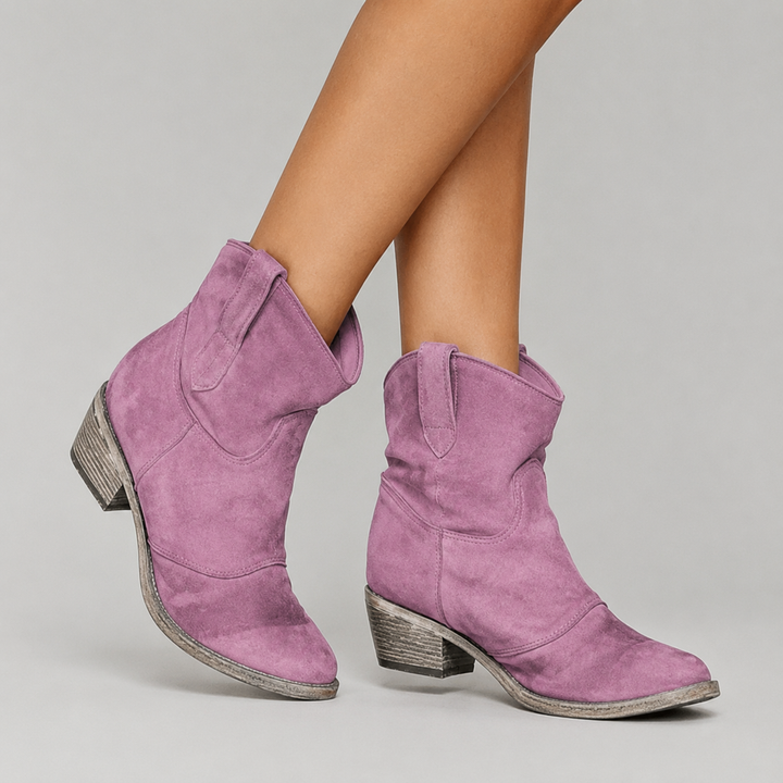 Lisandre | Suede Western Ankle Boots for Women - detail view
