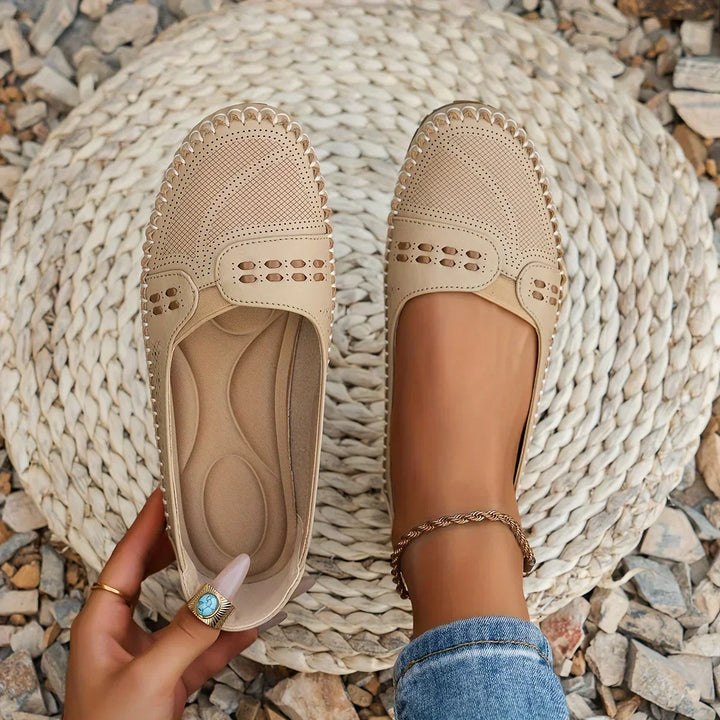 Breathable Perforated Loafers — women's loafers in beige