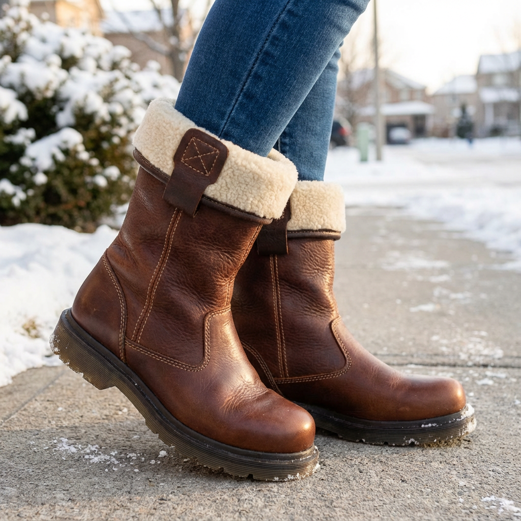 Armelle | Shearling Cuff Ankle Boots for Women - back view