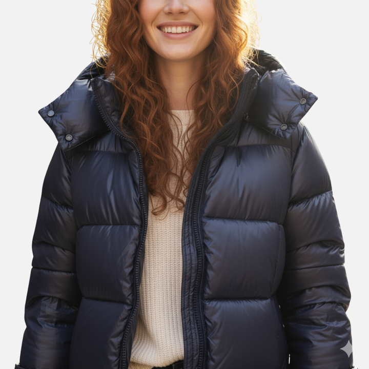 Bérénice Glossy Puffer Jacket Hooded Cropped for Women, view 5
