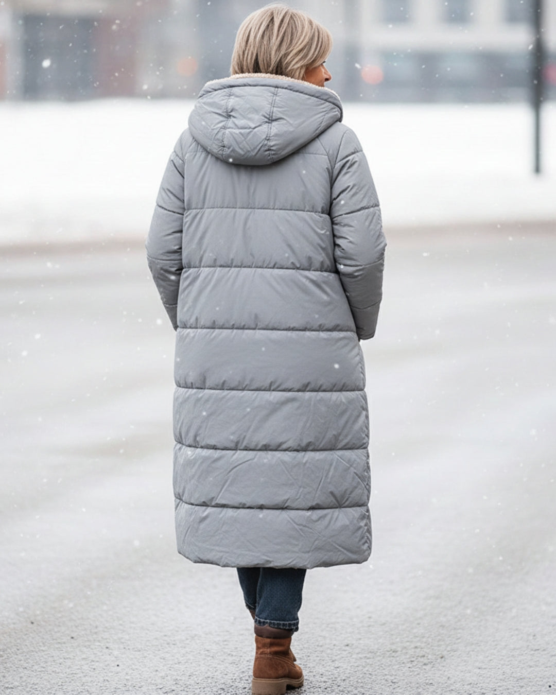 Sherpa Lined Puffer Winter Coat — coat for women in gray