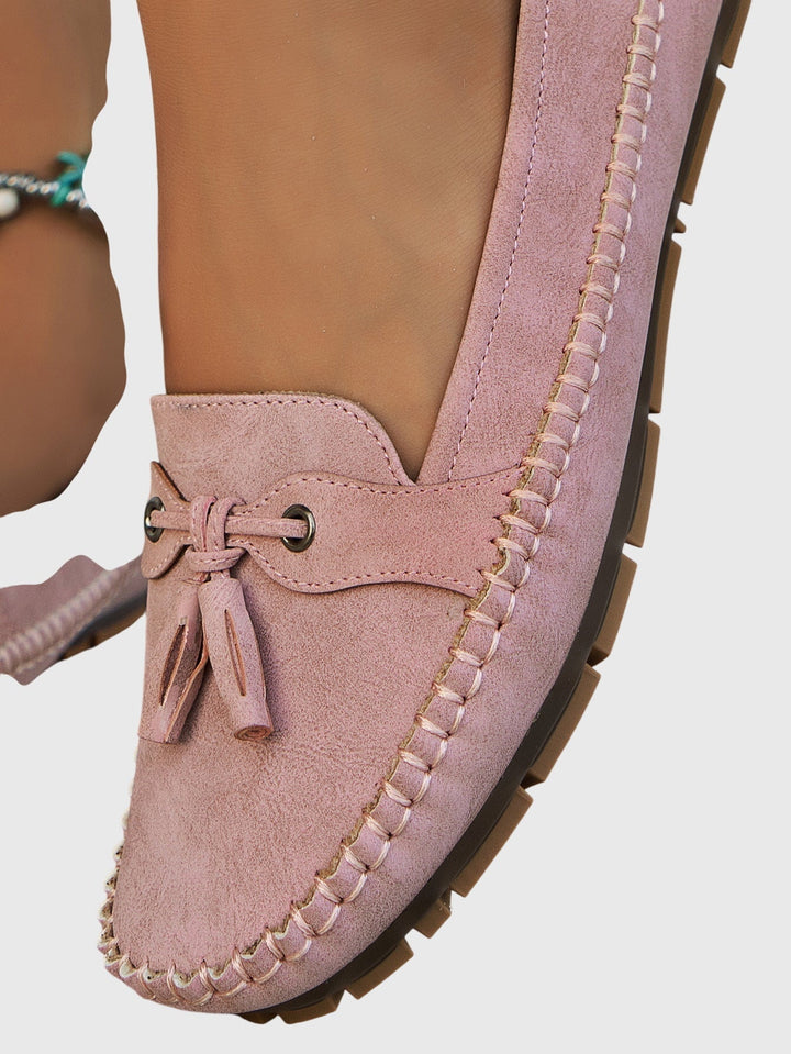 Bow Detail Slip On Loafers — women's loafers in blue