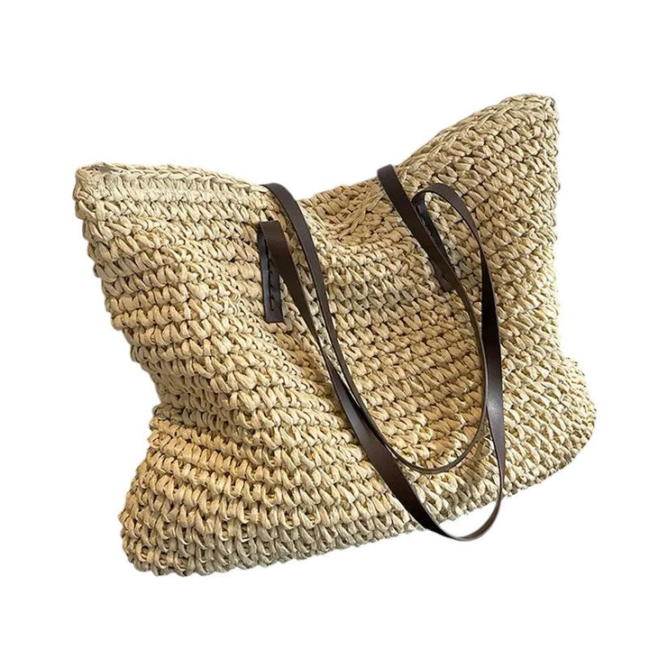 Leontine | Woven Straw Tote Bag for Women - detail view