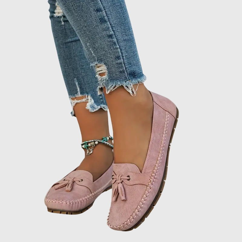 Bow Detail Slip On Loafers — women's loafers in blue