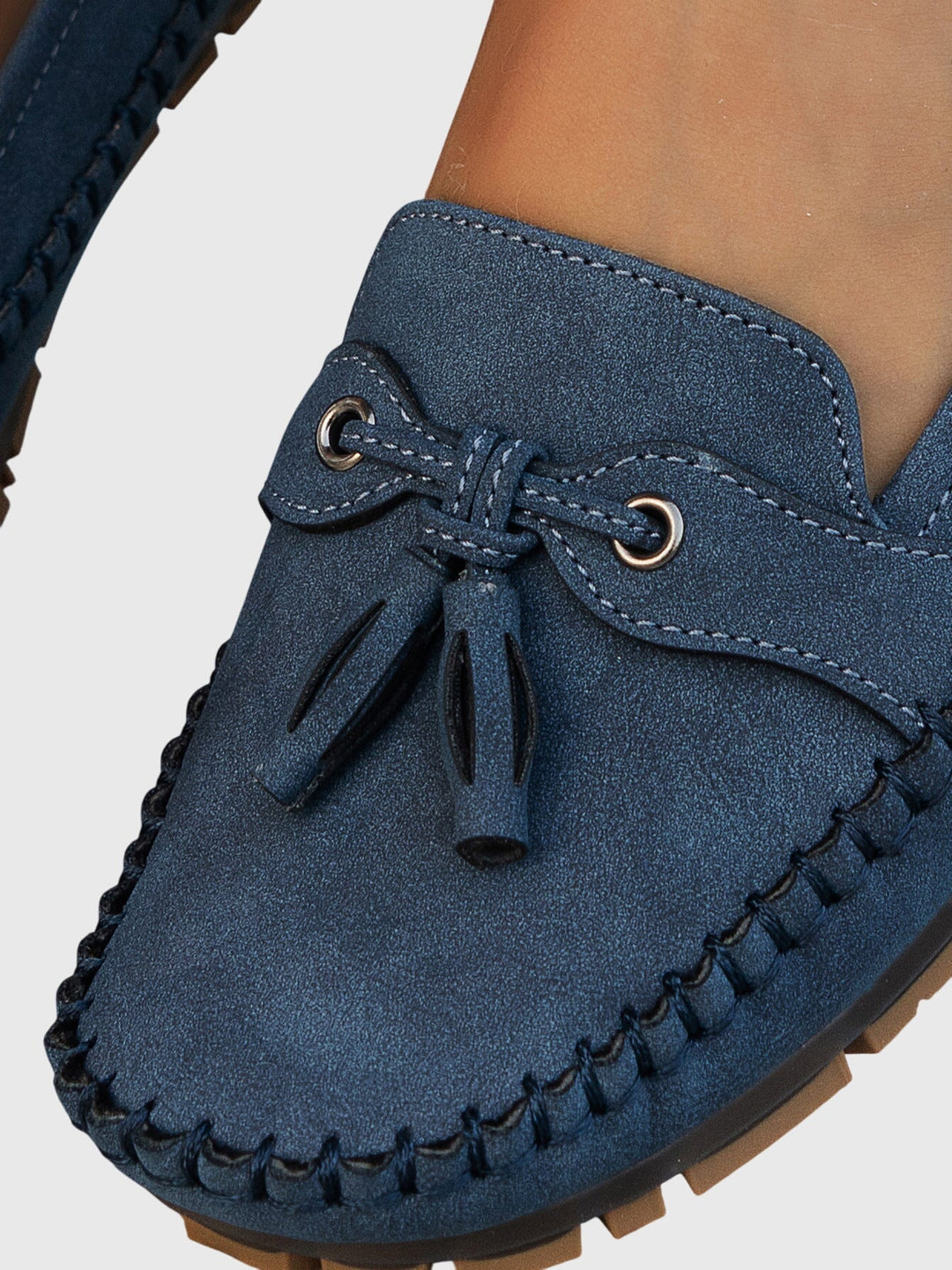 Bow Detail Slip On Loafers — women's loafers in blue