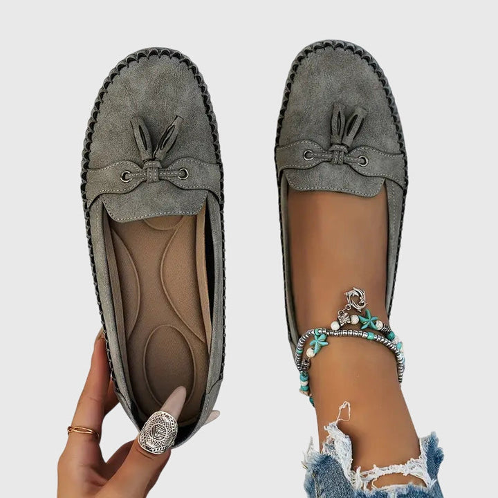 Bow Detail Slip On Loafers — women's loafers in blue
