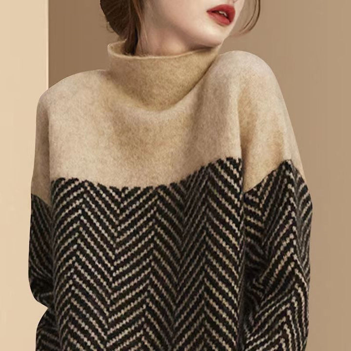 Verity Herringbone Knit Sweater Crew Neck for Women, view 10