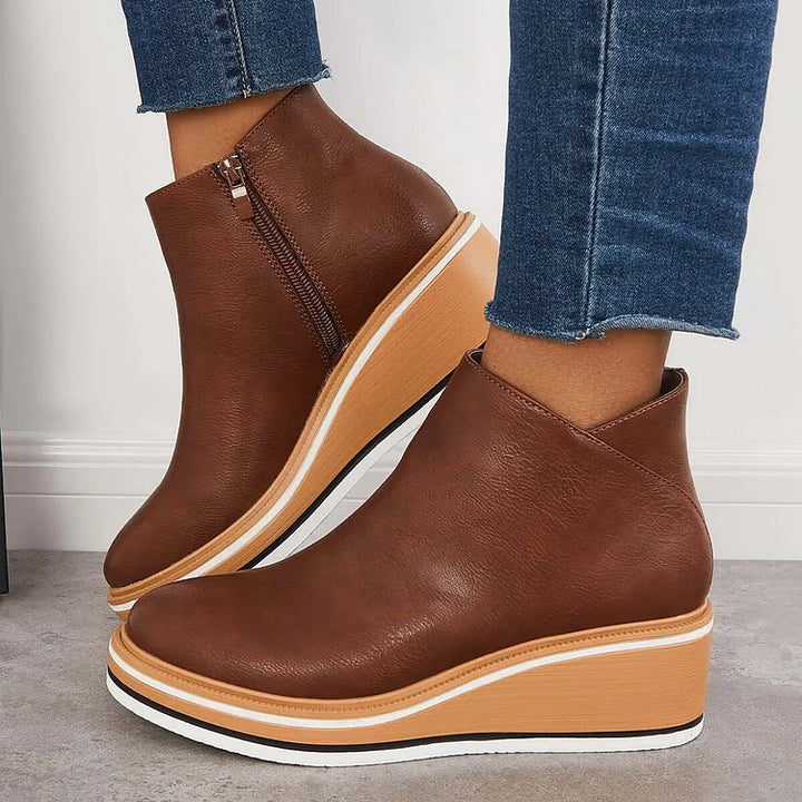 Thomasine | Platform Wedge Ankle Boots for Women - close-up