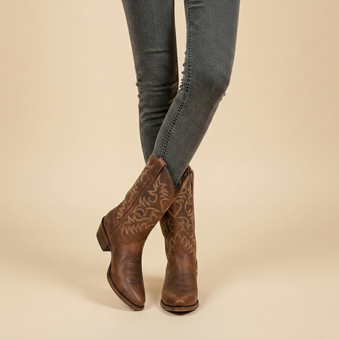 Classic Western Ankle Boots — ankle boots for women in brown