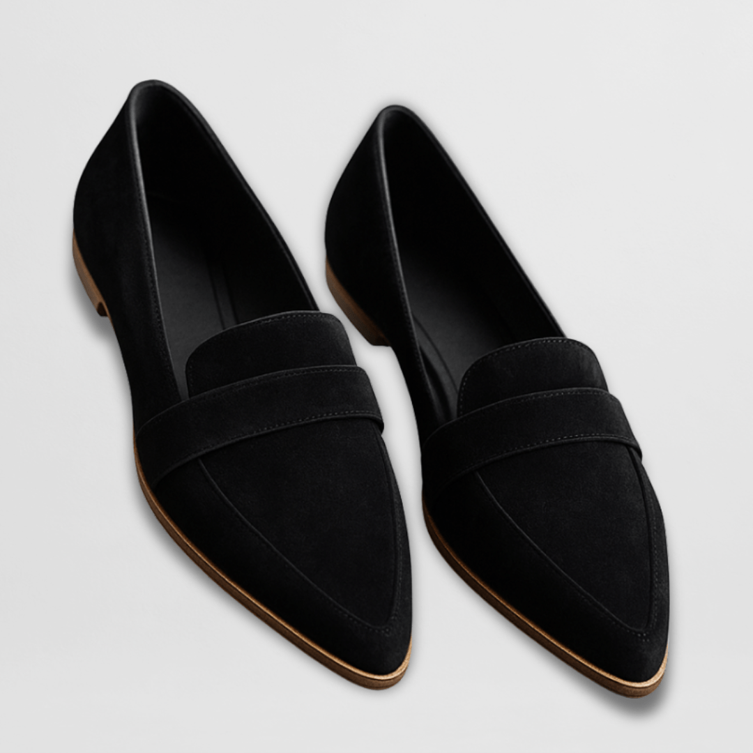 Pointed Toe Suede Loafers — women's loafers in black