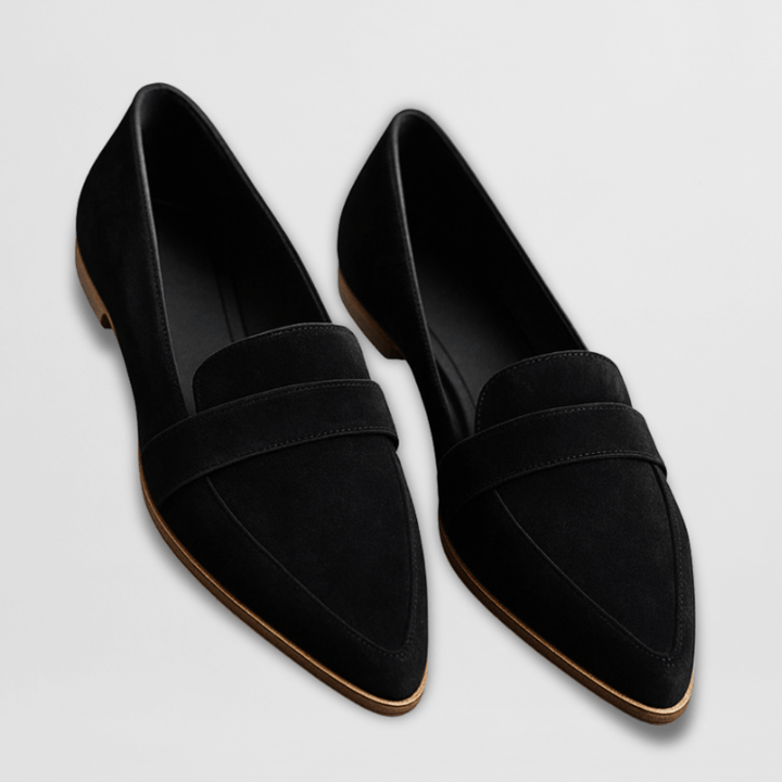 Pointed Toe Suede Loafers — women's loafers in black