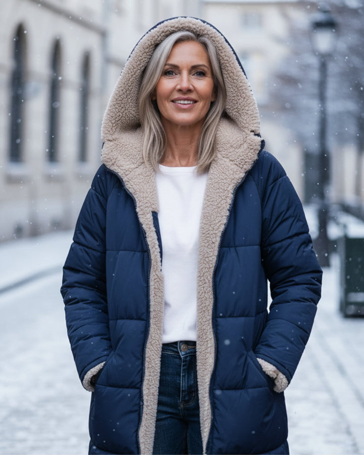 Sherpa Lined Puffer Winter Coat — coat for women in black