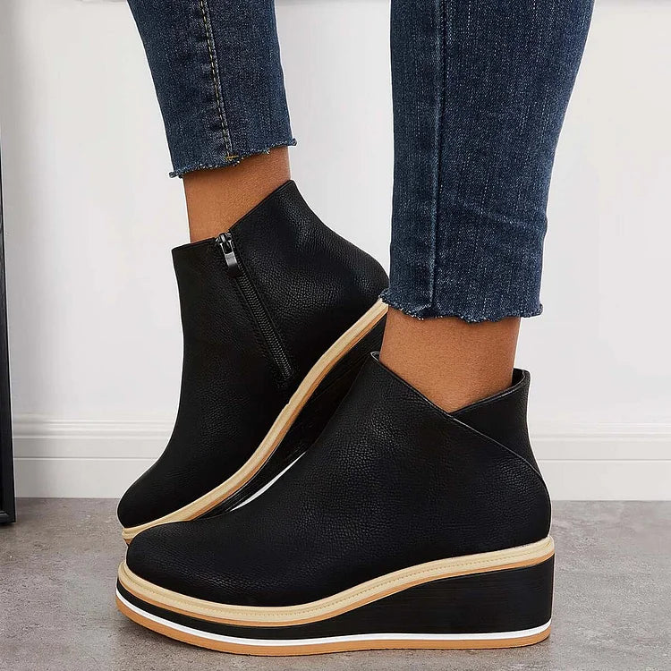 Thomasine | Platform Wedge Ankle Boots for Women - angled view