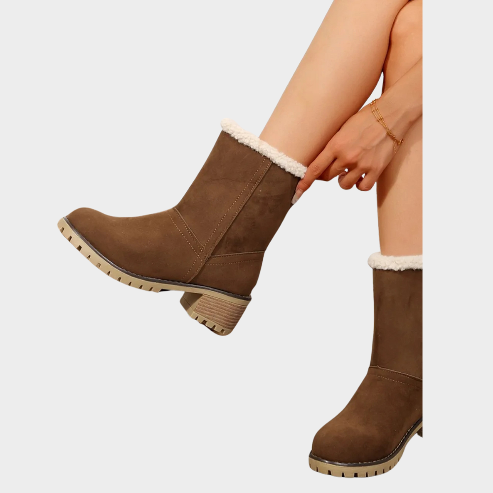 Block Heel Suede Winter Boots — winter boots for women in black