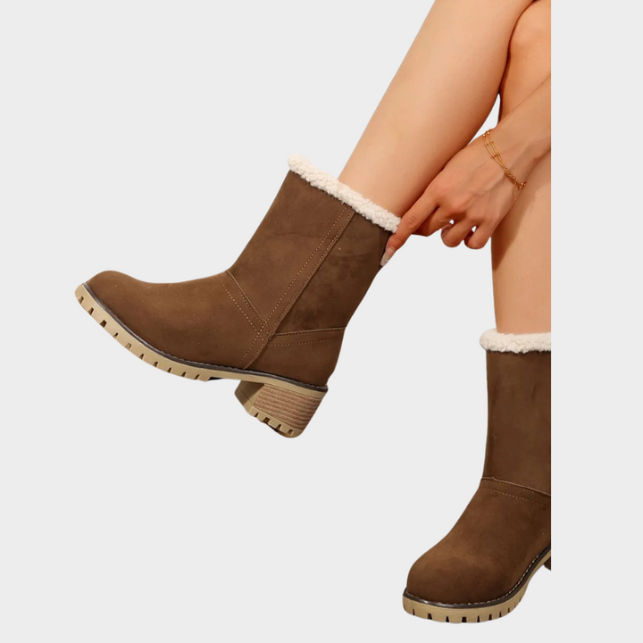 Block Heel Suede Winter Boots — winter boots for women in black