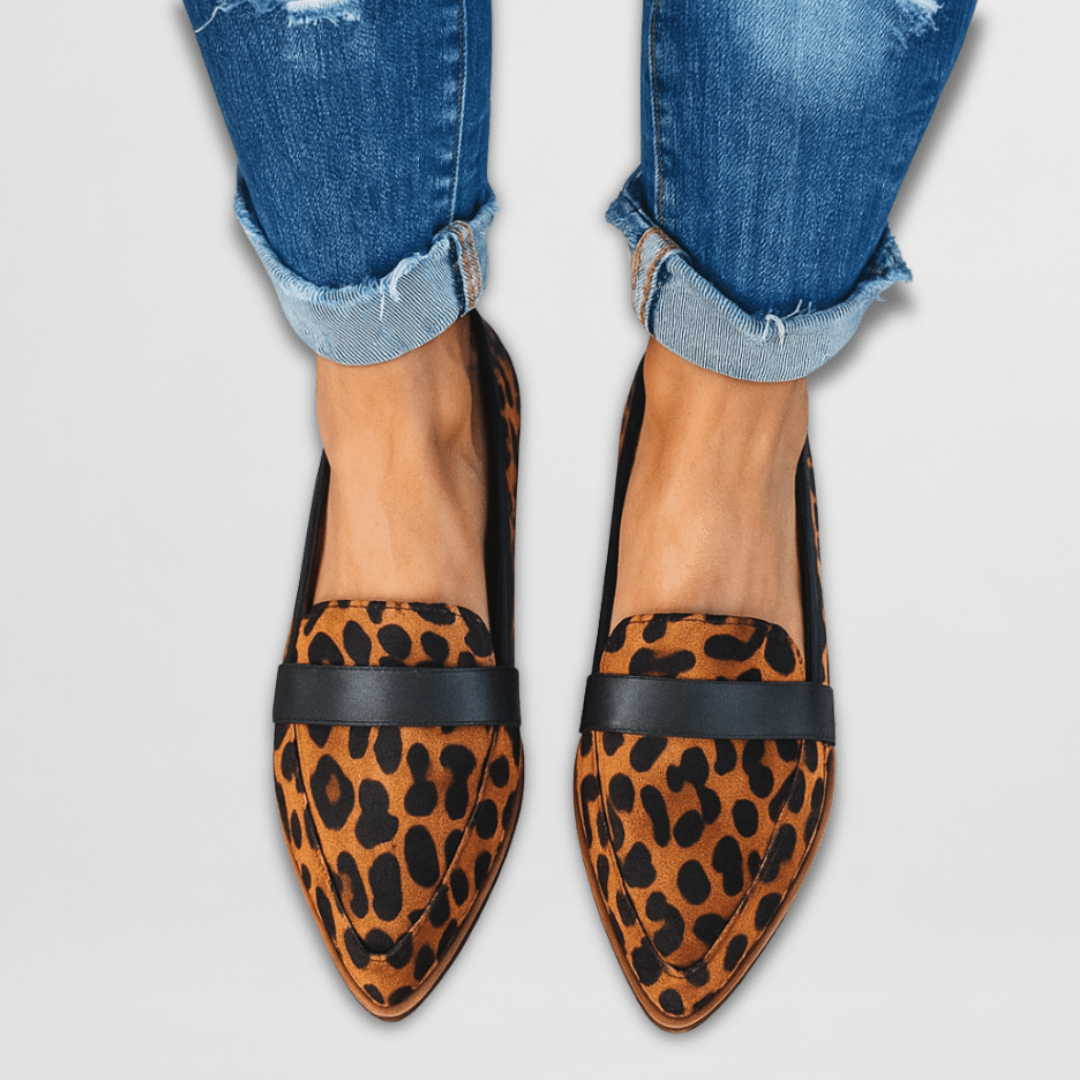 Pointed Toe Suede Loafers — women's loafers in leopard