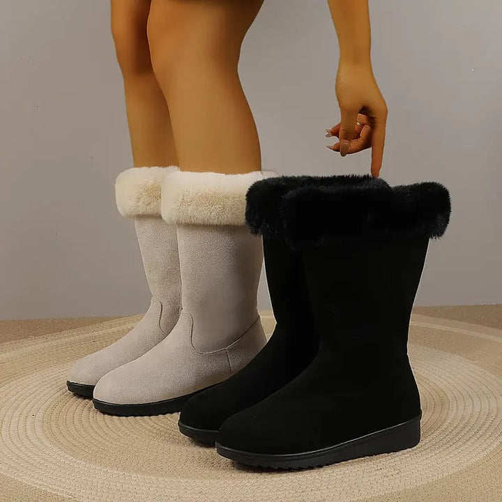 Fur Lined Suede Winter Boots — winter boots for women in black