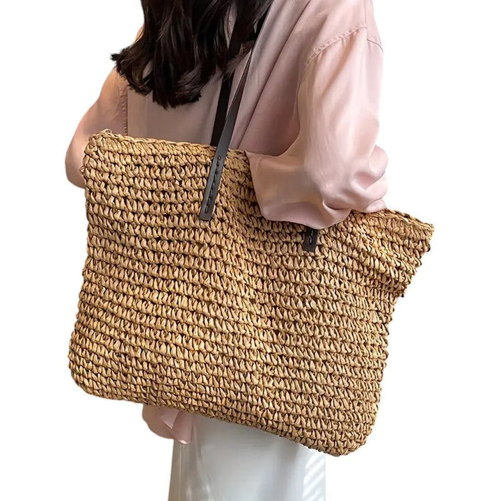 Leontine | Woven Straw Tote Bag for Women - back view