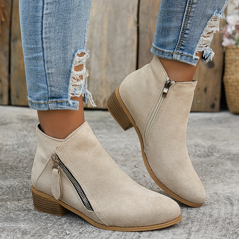 Ludivine | Suede Ankle Boots for Women - worn view