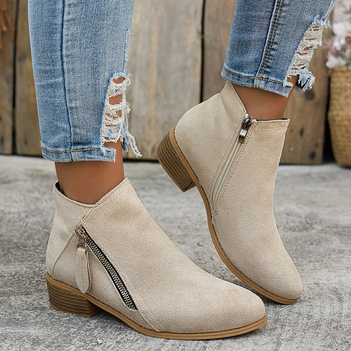 Ludivine | Suede Ankle Boots for Women - worn view