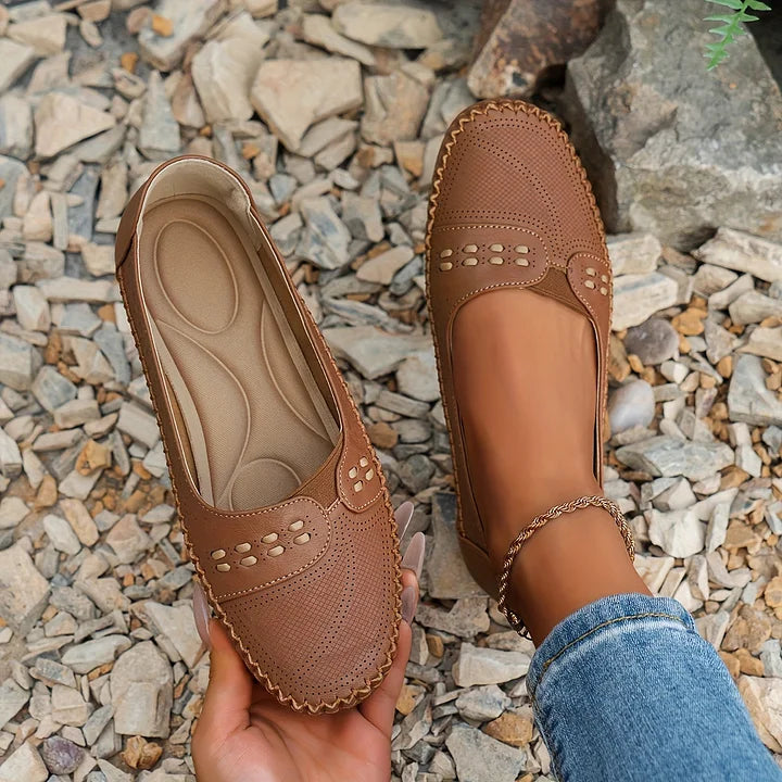 Breathable Perforated Loafers — women's loafers in brown