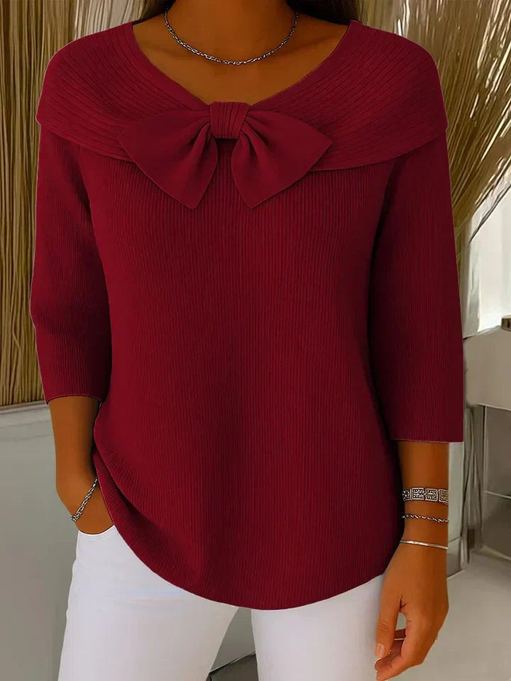 Honorine Elegant Mock Neck Knit Sweater for Women in Pink