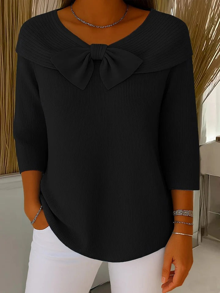 Honorine Elegant Mock Neck Knit Sweater for Women in Pink