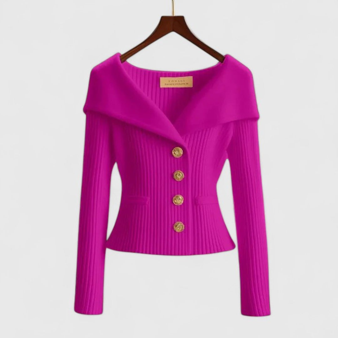 Sylvie Elegant Open Front Cardigan Knitted for Women in Pink