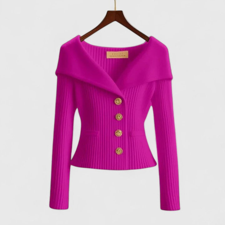 Sylvie Elegant Open Front Cardigan Knitted for Women in Pink