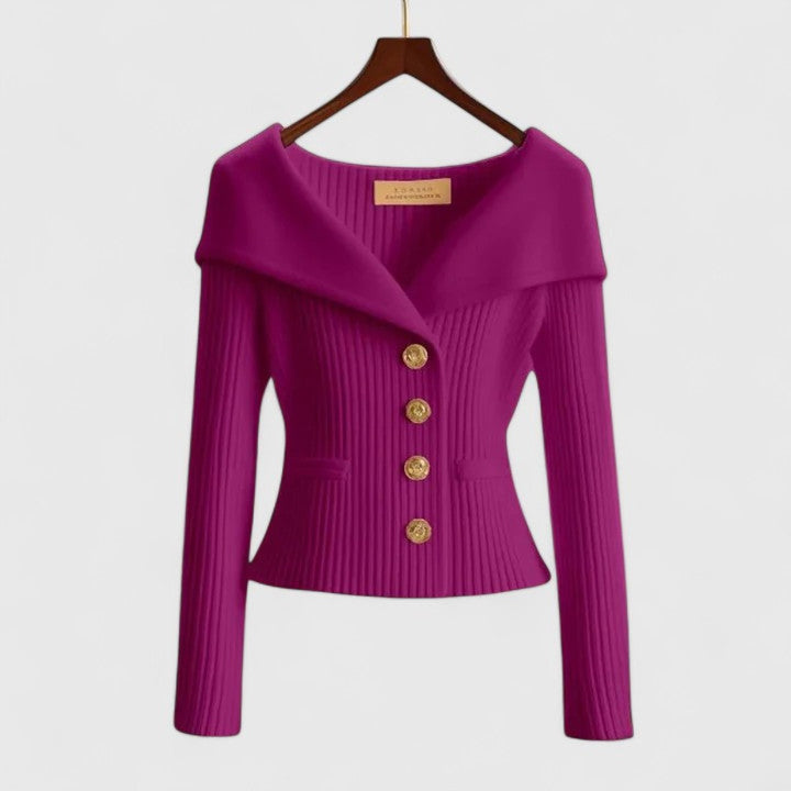 Sylvie Elegant Open Front Cardigan Knitted for Women in Pink
