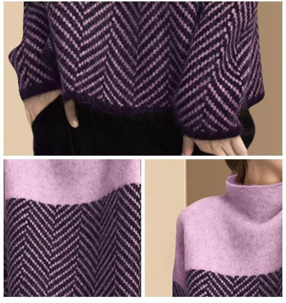 Verity Herringbone Knit Sweater Crew Neck for Women, view 2