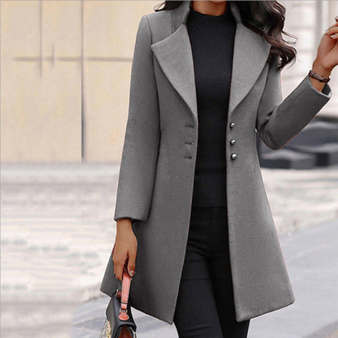 Constance Long Coat Notch Lapel Single Breasted for Women in Yellow