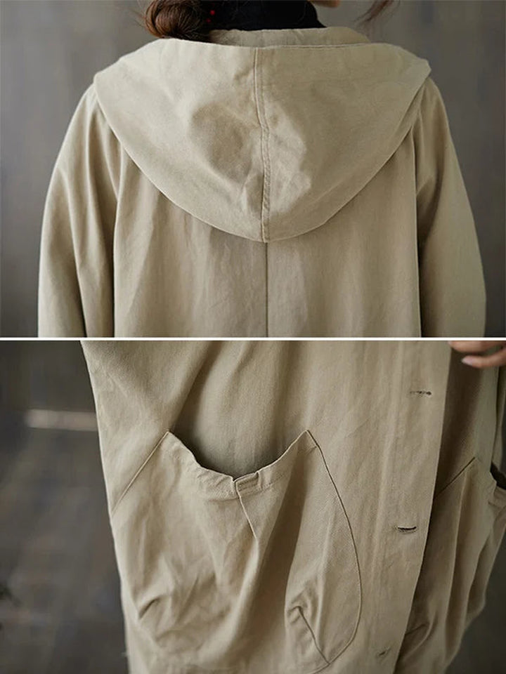 Ermeline Long Waterproof Trench Coat Hooded Belted for Women, view 8