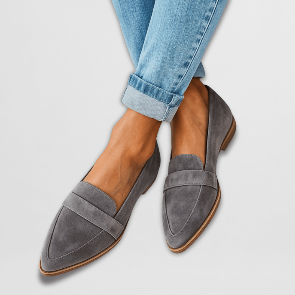 Pointed Toe Suede Loafers — women's loafers in gray