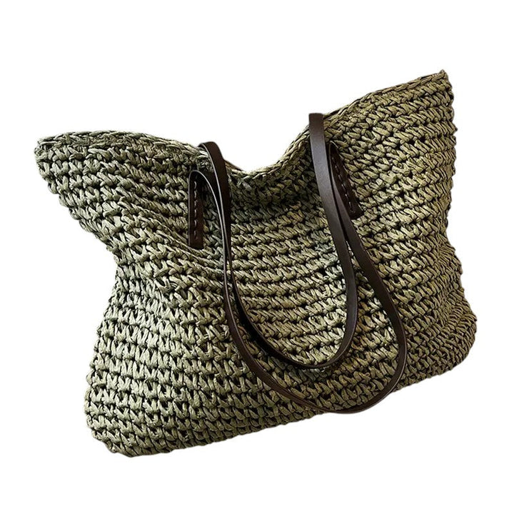 Leontine | Woven Straw Tote Bag for Women - front view