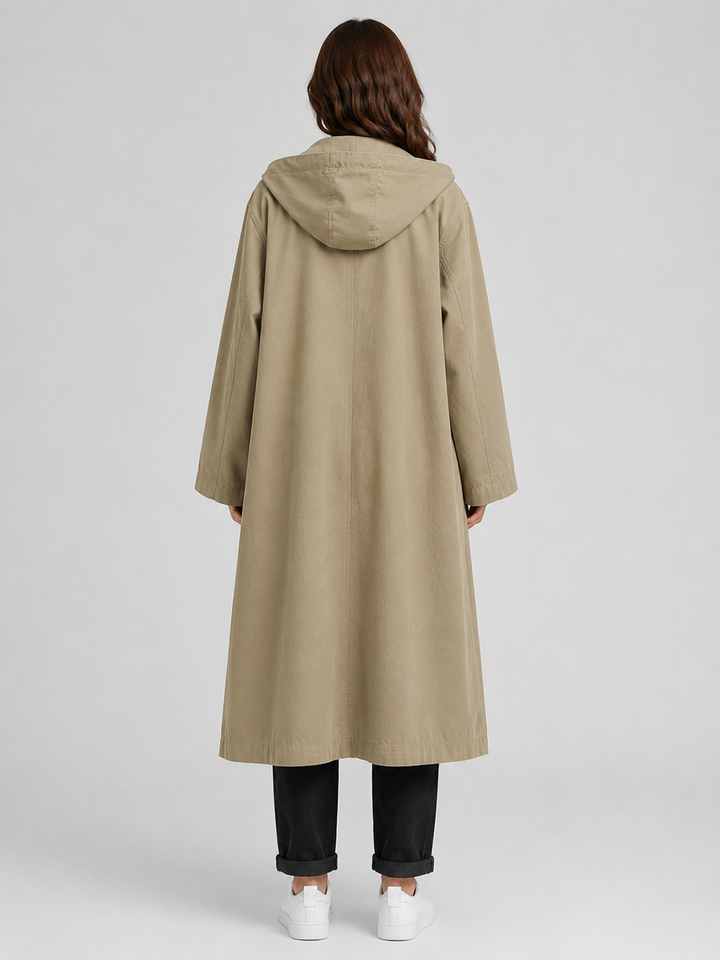 Ermeline Long Waterproof Trench Coat Hooded Belted for Women, view 5
