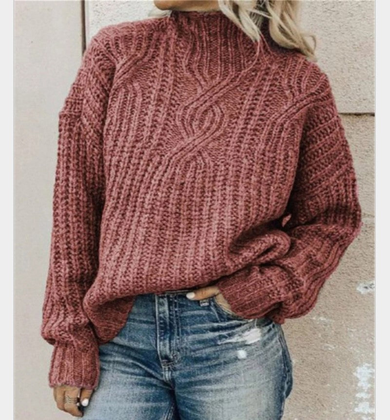 Yvette Sophisticated Wool Blend Knit Sweater for Women in Red
