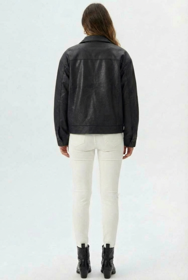 Relaxed Oversized Faux Leather Jacket for women - view 26