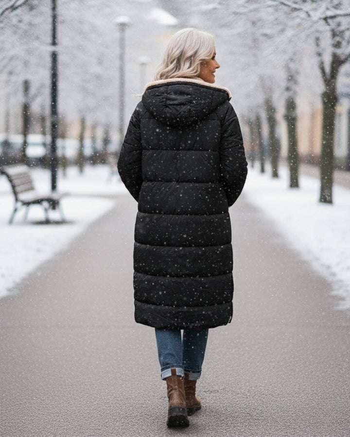 Sherpa Lined Puffer Winter Coat — coat for women in olive green