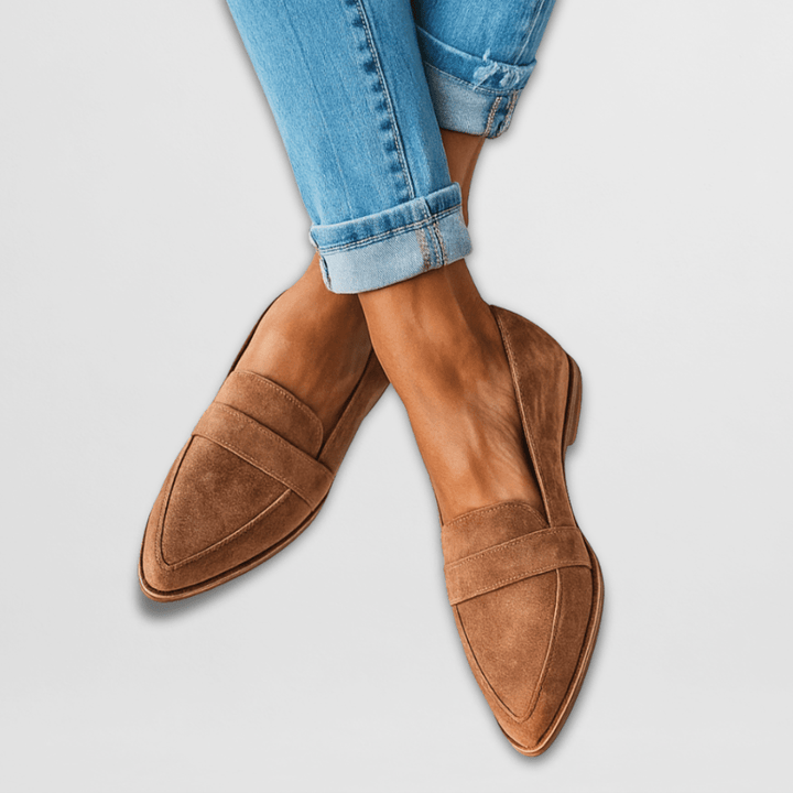 Pointed Toe Suede Loafers — women's loafers in khaki