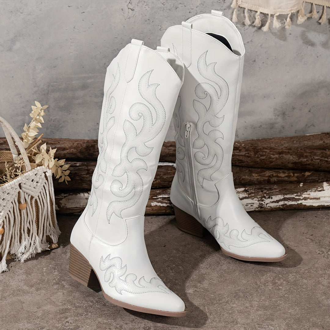 Knee High Embroidered Cowboy Boots — cowboy boots for women in red