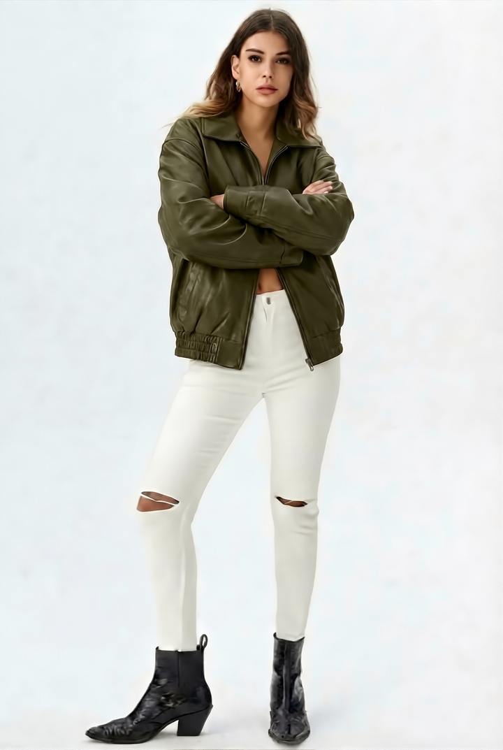 Relaxed Oversized Faux Leather Jacket for women - view 17