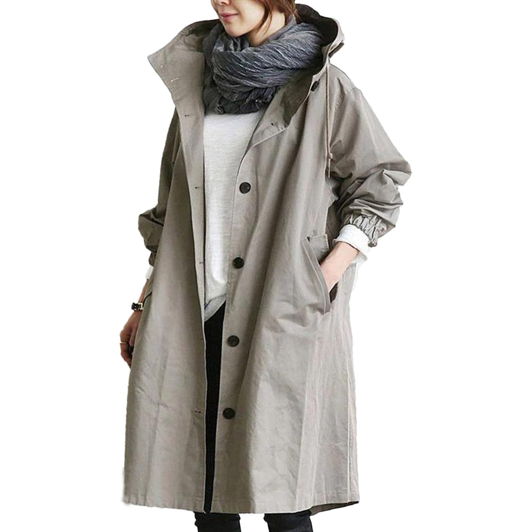 Oversized Longline Raincoat — women's rain jacket in dark blue